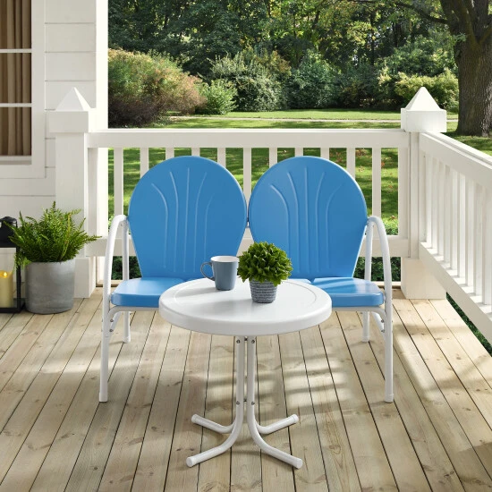 Budget ???? Crosley Furniture Griffith 2 Piece Metal Outdoor Conversation Seating Set - Loveseat & Table In Sky Blue Finish ???? 6 Budget ???? Crosley Furniture Griffith 2 Piece Metal Outdoor Conversation Seating Set - Loveseat & Table In Sky Blue Finish ???? - Image 4