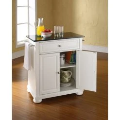 Deals ???? Crosley Furniture Alexandria Solid Black Granite Top Portable Kitchen Island In White Finish ????