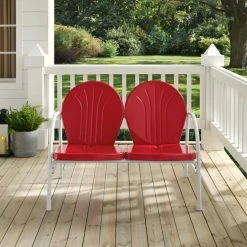 Best Sale ✨ Crosley Furniture Griffith Red Finish Metal Outdoor Loveseat ???? -Crosley Furniture Shop unnamed file 2966