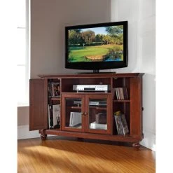 Coupon ???? Crosley Furniture Cambridge Wooden 48-inch Corner TV Stand In Vintage Mahogany Finish ????