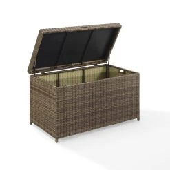 Promo ???? Crosley Furniture Bradenton Brown Steel Framed Wicker Storage Bin ???? -Crosley Furniture Shop unnamed file 3005