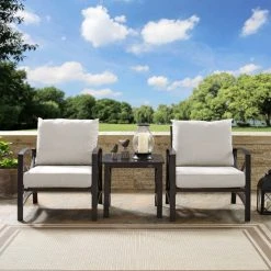 Best deal ???? Crosley Furniture Kaplan 3 Pc Outdoor Seating Set With Oatmeal Cushion - Two Chairs, Side Table ????