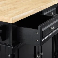 Flash Sale ???? Crosley Furniture Oxford Butcher Block Top Kitchen Island In Black Finish With 24" Black Upholstered Saddle Stools ???? -Crosley Furniture Shop unnamed file 3092