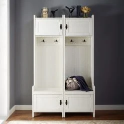 Top 10 ???? Crosley Furniture Fremont 2 Pc Entryway Kit - Two Towers In Distressed White - 45"W X 74.25"H X 18"D ????