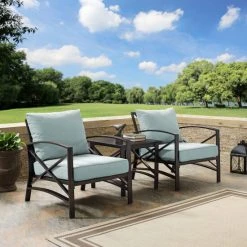 Best Pirce ???? Crosley Furniture Kaplan 3 Pc Outdoor Seating Set With Mist Cushion - Two Chairs, Side Table ???? -Crosley Furniture Shop unnamed file 318