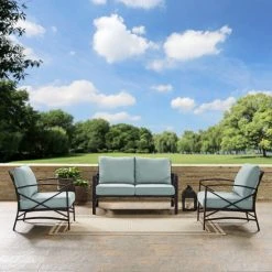 Best reviews of ???? Crosley Furniture Kaplan 3 Pc Outdoor Seating Set With Mist Cushion - Loveseat, Two Outdoor Chairs ????