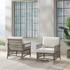 Discount ???? Crosley Furniture Thatcher 2Pc Outdoor Wicker Armchair Set ????