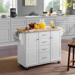 Buy ???? Crosley Furniture Elliott Kitchen Cart In White With Natural Top - 51.5 "W X 18 "D X 35.88 "H ???? -Crosley Furniture Shop unnamed file 3278