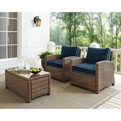 Best Pirce ???? Crosley Furniture Bradenton Outdoor Arm Chairs With Navy Cushions (set Of 2) ????
