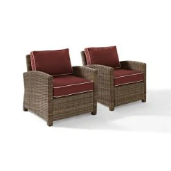 Deals ???? Crosley Furniture Bradenton Outdoor Wicker Arm Chairs With Sangria Cushions (Set Of 2) ???? -Crosley Furniture Shop unnamed file 3320