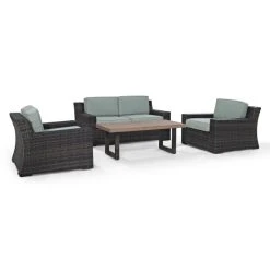 Cheapest ???? Crosley Furniture Beaufort 4 Piece Outdoor Wicker Seating Set With Mist Cushion -Loveseat, Two Chairs, Coffee Table ???? -Crosley Furniture Shop unnamed file 3325