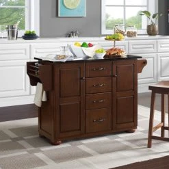 Promo ???? Crosley Furniture Eleanor Brown Wood/ Stainless Steel Top Kitchen Island ????