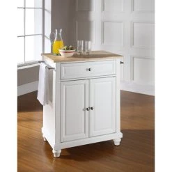 Best reviews of ???? Crosley Furniture Cambridge Natural Wood Top Portable Kitchen Island In White Finish ????