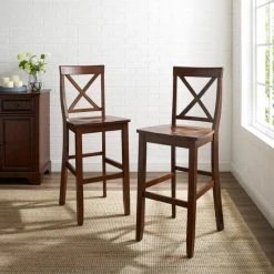 Promo ???? Crosley Furniture 30-inch Vintage Mahogany X-Back Barstool (Set Of 2) ????
