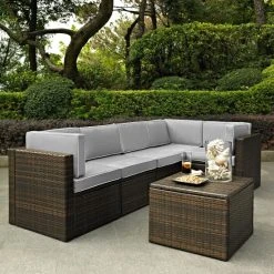 Budget ???? Crosley Furniture Palm Harbor 6 Piece Outdoor Wicker Seating Set With Grey Cushions ????