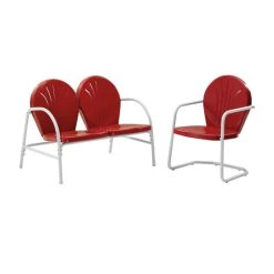 Best Pirce ✨ Crosley Furniture Griffith 2 Piece Metal Outdoor Conversation Seating Set - Loveseat & Chair In Red Finish ???? -Crosley Furniture Shop unnamed file 3545