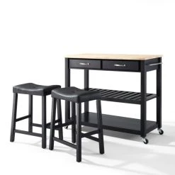 Buy ???? Crosley Furniture Black Natural Wood Top Kitchen Cart And Island With Black 24-inch Upholstered Saddle Stools ???? 11 Buy ???? Crosley Furniture Black Natural Wood Top Kitchen Cart And Island With Black 24-inch Upholstered Saddle Stools ???? -Crosley Furniture Shop unnamed file 3652