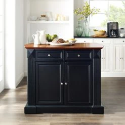 Best Sale ???? Crosley Furniture Coventry Drop Leaf Breakfast Bar Top Kitchen Island In Black Finish ????