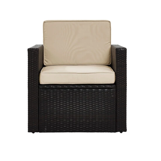 New ???? Crosley Furniture Palm Harbor Outdoor Wicker Arm Chair In Brown With Sand Cushions ???? 9 New ???? Crosley Furniture Palm Harbor Outdoor Wicker Arm Chair In Brown With Sand Cushions ???? - Image 7