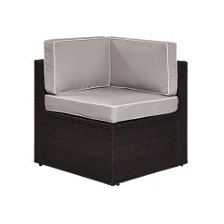 Best Pirce ???? Crosley Furniture Palm Harbor Outdoor Wicker Corner Chair In Brown With Grey Cushions ???? -Crosley Furniture Shop unnamed file 3691