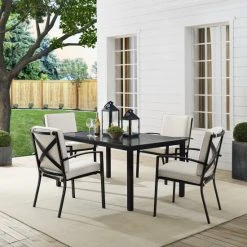 New ???? Crosley Furniture Kaplan 5-piece Oil-rubbed Bronze Beige Cushions Outdoor Dining Set ⭐
