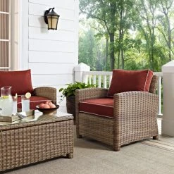 Budget ⌛ Crosley Furniture Bradenton Outdoor Wicker Arm Chair With Sangria Cushions ????