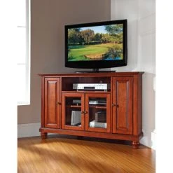 Best Sale ???? Crosley Furniture Cambridge Cherry-finished Wood 48-inch Corner TV Stand ????
