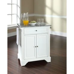 Best Sale ???? Crosley Furniture LaFayette Solid Granite Top Portable Kitchen Island In White Finish ????