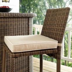 New ❤️ Crosley Furniture Bradenton Outdoor Brown Wicker 3-Piece Bar Set With Sand Cushions ???? -Crosley Furniture Shop unnamed file 4001