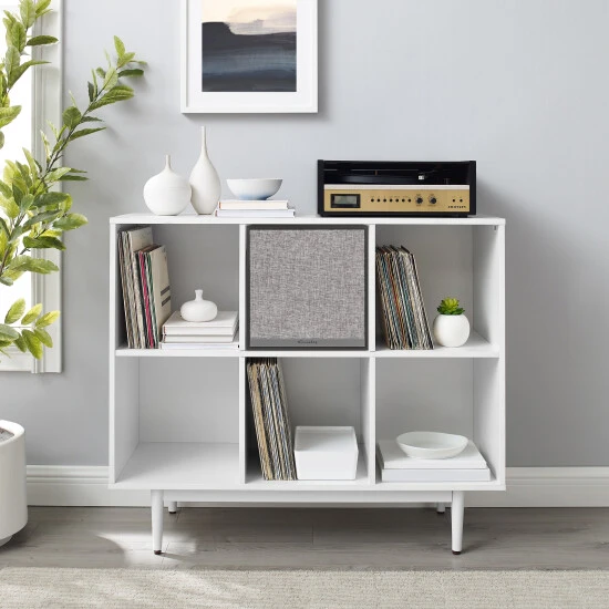 New ???? Crosley Furniture Liam 6 Cube Record Storage Bookcase With Speaker - 15.75"x42.25"x35.88" ✔️ 4 New ???? Crosley Furniture Liam 6 Cube Record Storage Bookcase With Speaker - 15.75"x42.25"x35.88" ✔️ - Image 2
