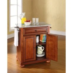 Coupon ???? Crosley Furniture Alexandria Solid Granite Top Portable Kitchen Island In Classic Cherry Finish ????