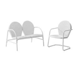 Budget ⌛ Crosley Furniture Griffith 2 Piece Metal Outdoor Conversation Seating Set - Loveseat & Chair In White Finishoveseat & Chair In Sky Blue Finish ???? -Crosley Furniture Shop unnamed file 4111