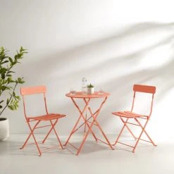 Deals ???? Crosley Furniture Karlee 3pc Indoor/Outdoor Metal Bistro Set - 23.5"d X 71.76"w X 32"h Coral ✔️