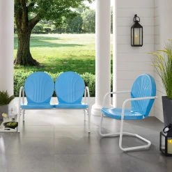 Deals ???? Crosley Furniture Griffith 2 Piece Metal Outdoor Conversation Seating Set - Loveseat & Chair In Sky Blue Finish ???? -Crosley Furniture Shop unnamed file 4221