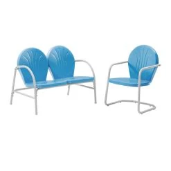Deals ???? Crosley Furniture Griffith 2 Piece Metal Outdoor Conversation Seating Set - Loveseat & Chair In Sky Blue Finish ???? -Crosley Furniture Shop unnamed file 4225