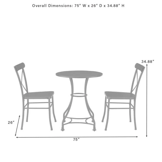 Brand new ???? Crosley Furniture Astrid 3Pc Indoor/Outdoor Metal Bistro Set - 26"dx75"x34.88" ❤️ 9 Brand new ???? Crosley Furniture Astrid 3Pc Indoor/Outdoor Metal Bistro Set - 26"dx75"x34.88" ❤️ - Image 7