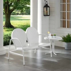 Best reviews of ???? Crosley Furniture Griffith 2 Piece Metal Outdoor Conversation Seating Set - Loveseat & Table In White Finish ✔️