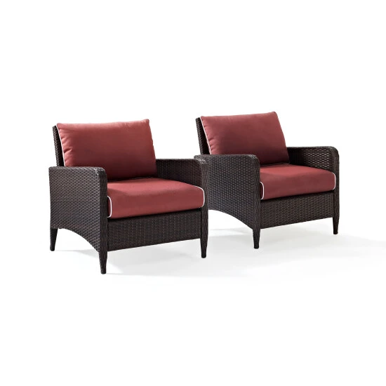 Flash Sale ???? Crosley Furniture Kiawah Brown Outdoor Wicker Chairs W/ Sangria Cushions (Set Of 2) ???? 4 Flash Sale ???? Crosley Furniture Kiawah Brown Outdoor Wicker Chairs W/ Sangria Cushions (Set Of 2) ???? - Image 2