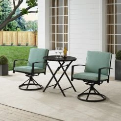 Flash Sale ???? Crosley Furniture Kaplan 3Pc Outdoor Metal Bistro Set Oatmeal ????