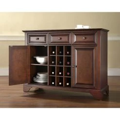 Hot Sale ???? Crosley Furniture LaFayette Buffet Server / Sideboard Cabinet With Wine Storage In Vintage Mahogany Finish ????