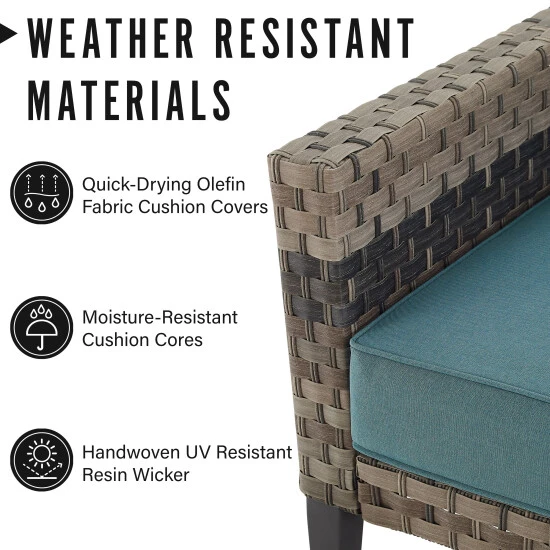 Flash Sale ???? Crosley Furniture Prescott Outdoor Wicker Armchair Mineral Blue ???? 6 Flash Sale ???? Crosley Furniture Prescott Outdoor Wicker Armchair Mineral Blue ???? - Image 4