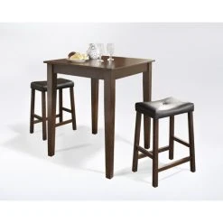 Discount ???? Crosley Furniture Brown Wood Table And Upholstered Saddle Stool Pub Dining Set (Set Of 3) ✨ -Crosley Furniture Shop unnamed file 4515
