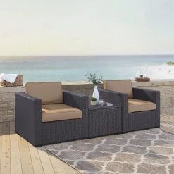 Deals ⌛ Crosley Furniture Biscayne Wicker 3-piece Seating Set With Mocha Cushions ????