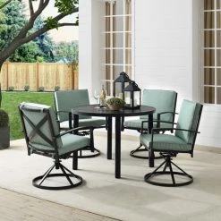 Deals ???? Crosley Furniture Kaplan 5Pc Outdoor Metal Round Dining Set- Table & 4 Swivel Chairs Oatmeal ????