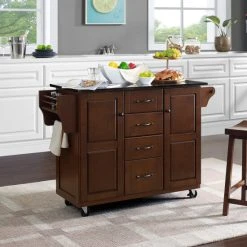 Hot Sale ❤️ Crosley Furniture Eleanor Black Granite Top Kitchen Cart ????