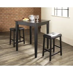 Flash Sale ⌛ Crosley Furniture Black 3-piece Pub Dining Set With Upholstered Saddle Stools ????