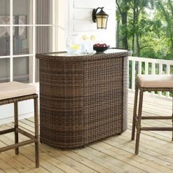 Promo ⭐ Crosley Furniture Bradenton Outdoor Wicker Bar - 50.88 "W X 20.88 "D X 41.5 "H ????