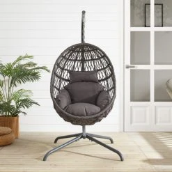 New ???? Crosley Furniture Tess Indoor/Outdoor Wicker Hanging Egg Chair - 57.13"x57.13"x76.75" ???? -Crosley Furniture Shop unnamed file 4910