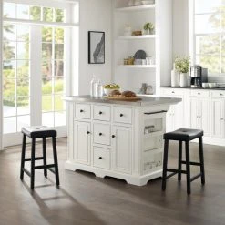 Best Pirce ???? Crosley Furniture Julia Island With Upholstered Saddle Stools - N/A ⭐