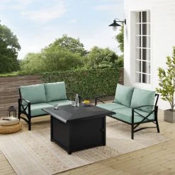 New ???? Crosley Furniture Kaplan 3Pc Outdoor Conversation Set W/Fire Table Mist ???? -Crosley Furniture Shop unnamed file 4992